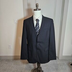 Boss Hugo Boss Suit Blazer Jacket 42L 100% Wool‎ 2-Button Black - EUC